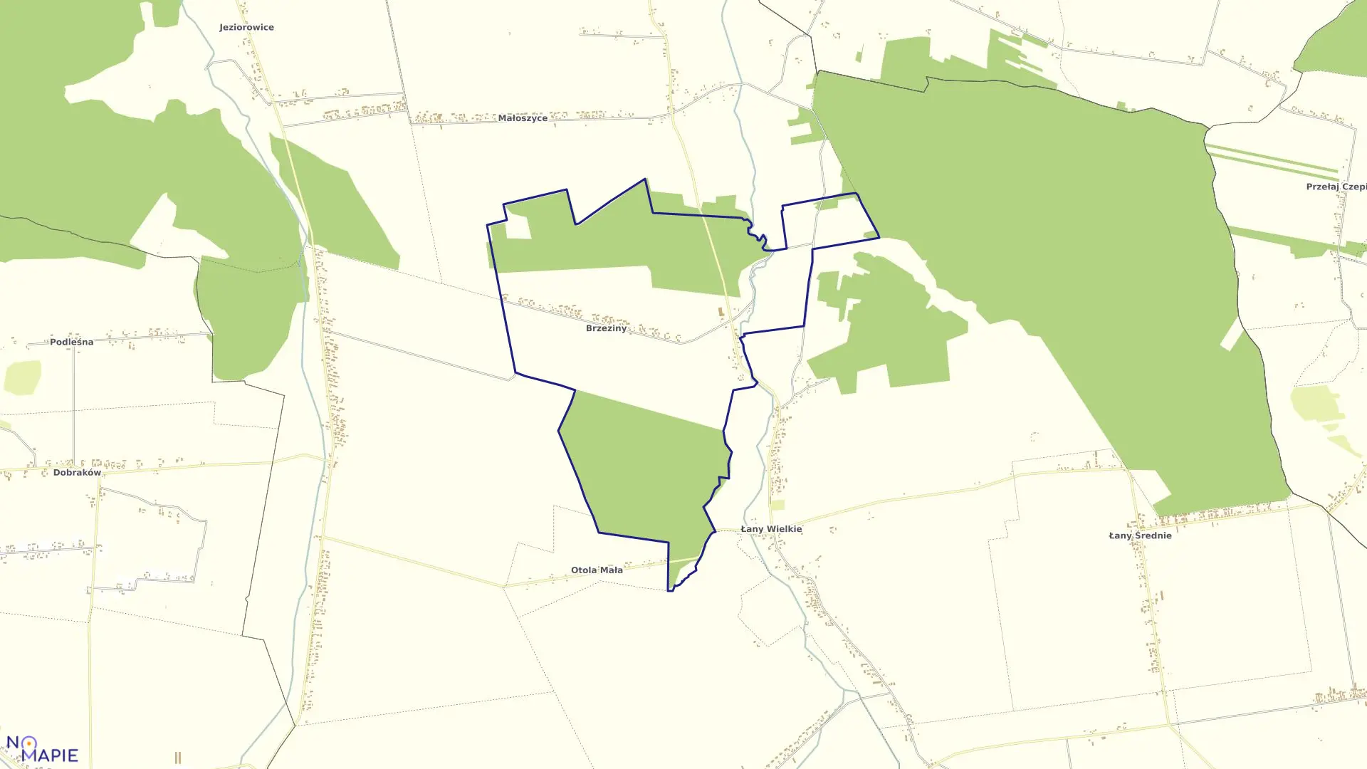 Mapa obrębu BRZEZINY w gminie Żarnowiec