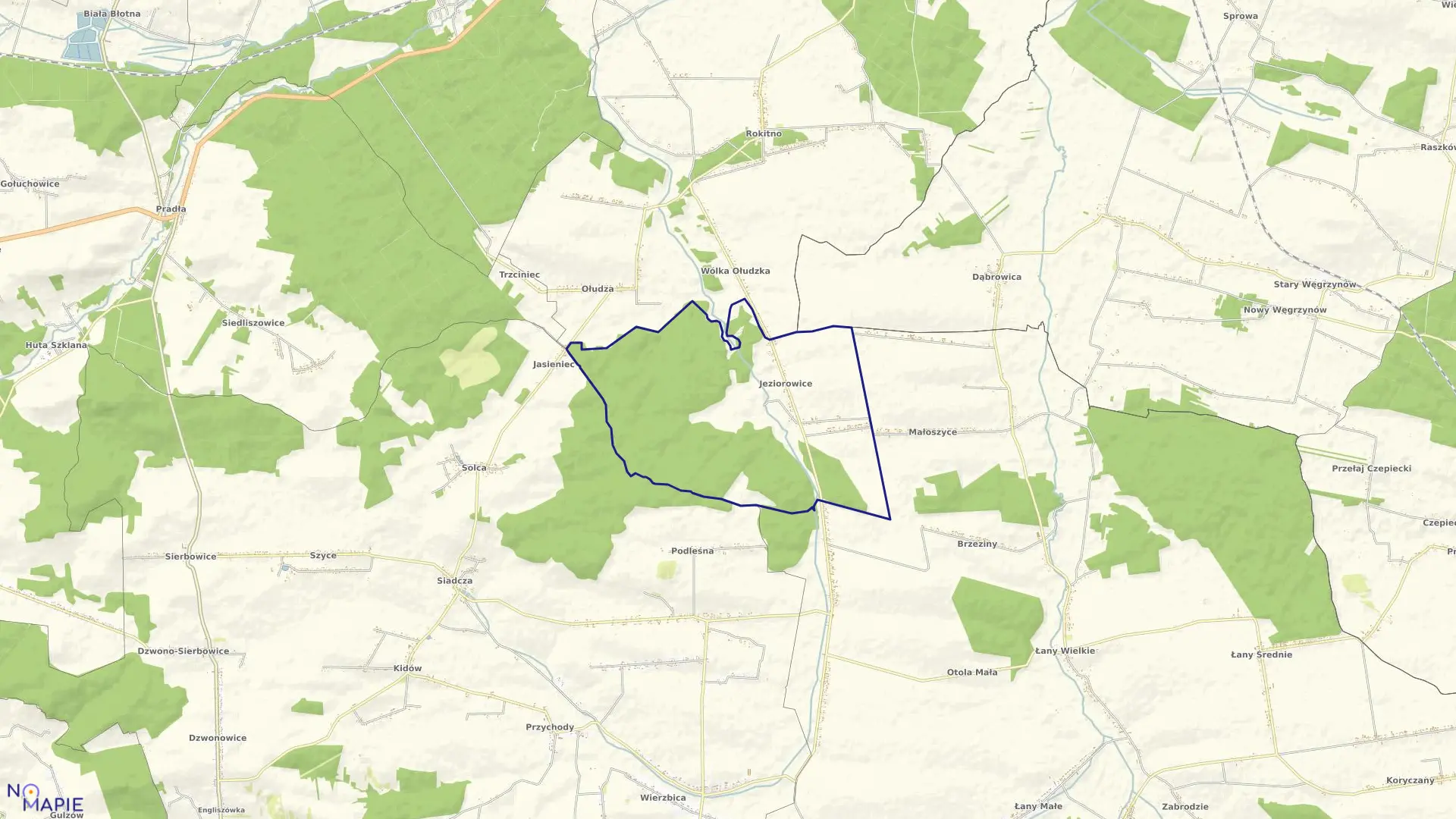 Mapa obrębu JEZIOROWICE w gminie Żarnowiec