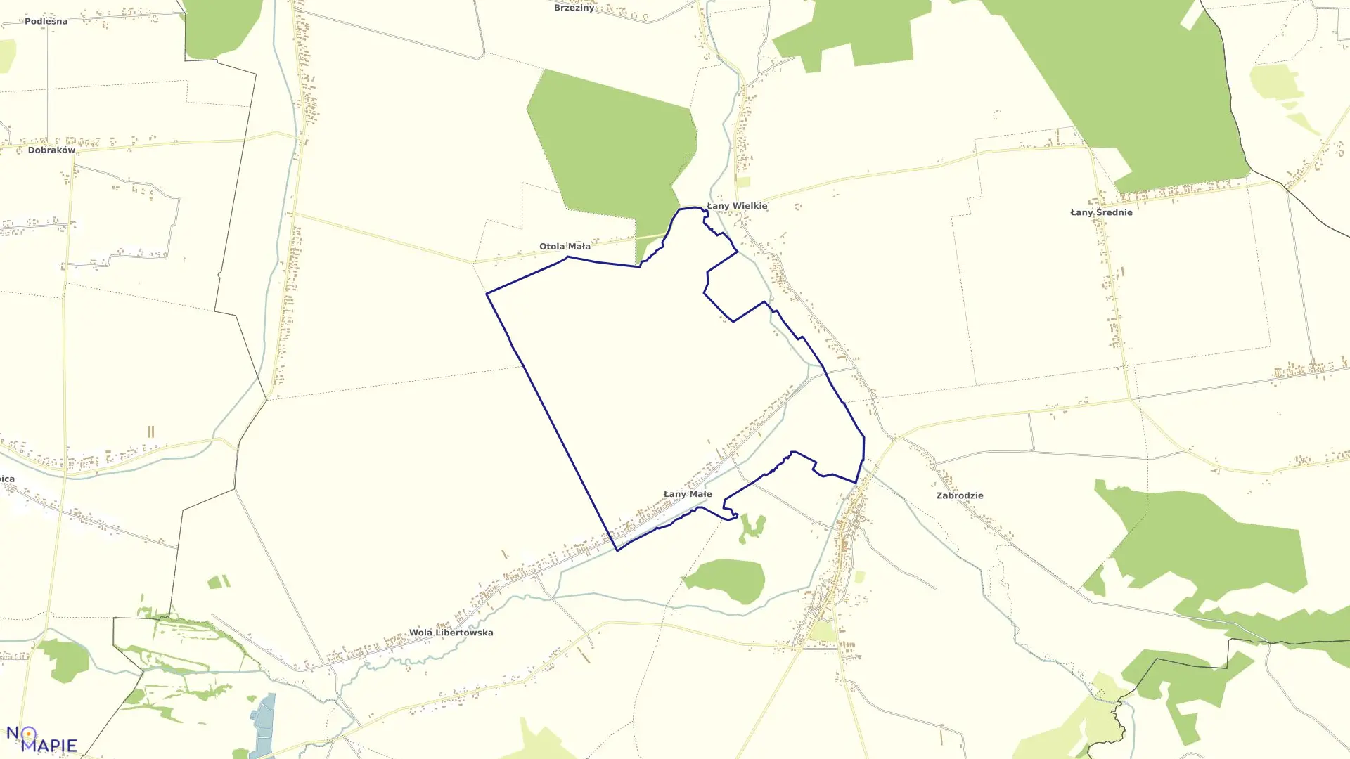 Mapa obrębu ŁANY MAŁE w gminie Żarnowiec