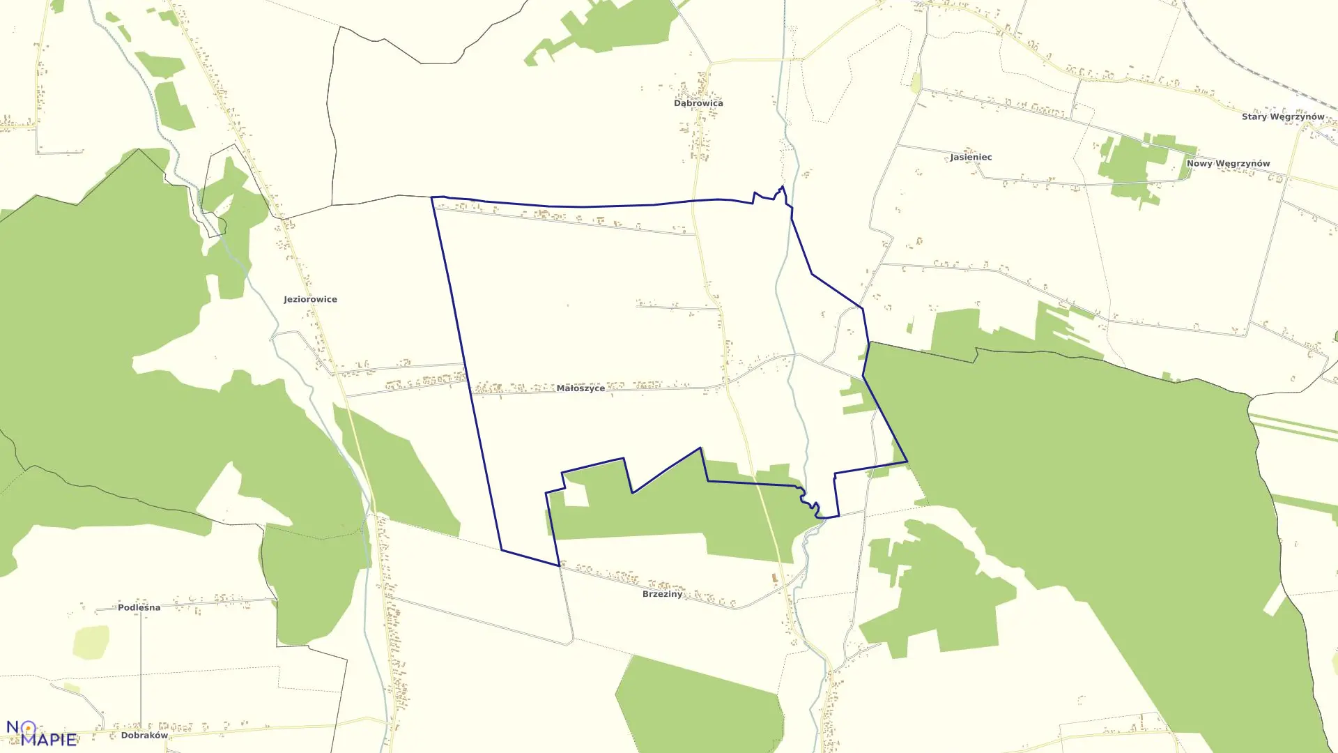 Mapa obrębu MAŁOSZYCE w gminie Żarnowiec