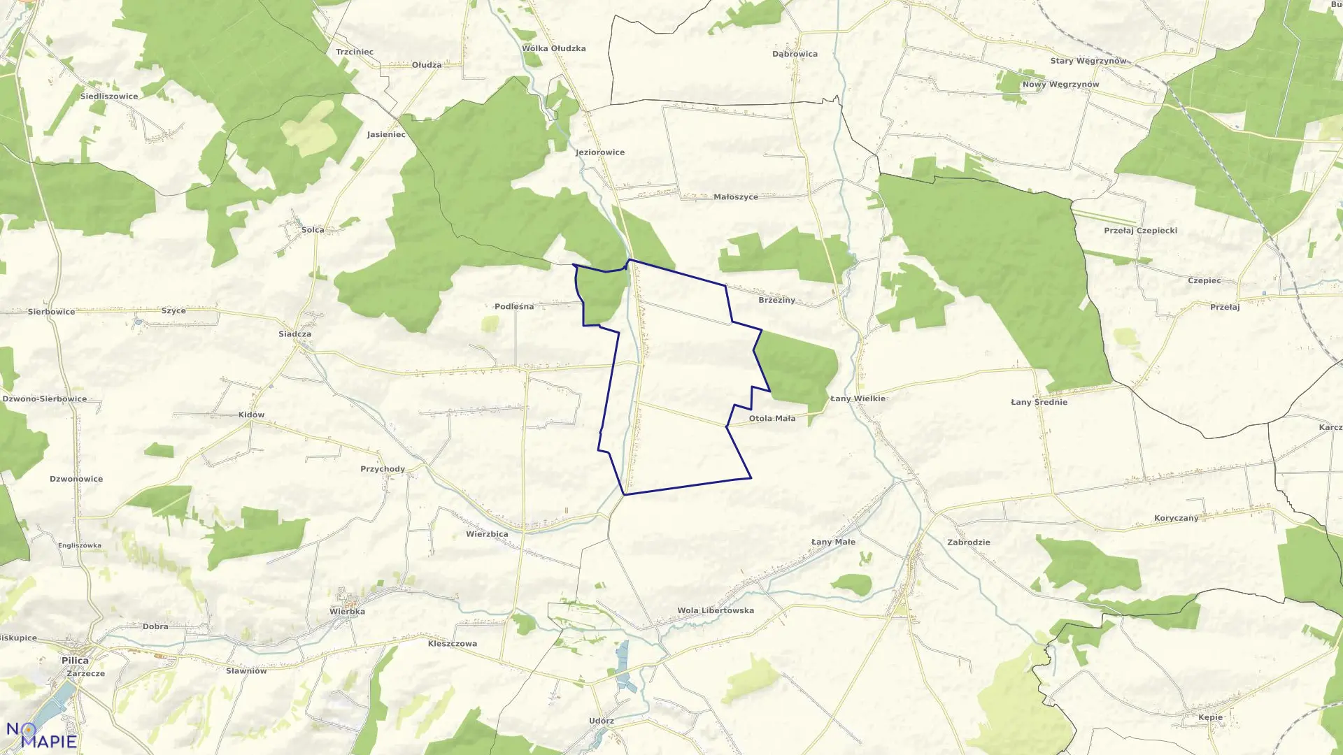 Mapa obrębu OTOLA w gminie Żarnowiec