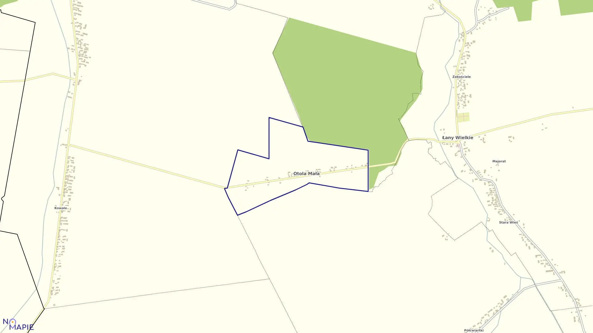 Mapa obrębu OTOLA MAŁA w gminie Żarnowiec