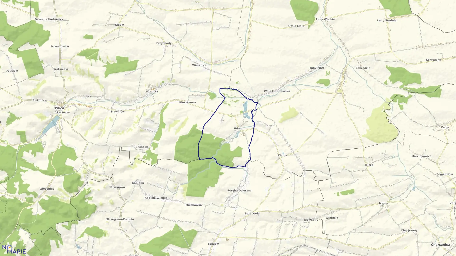 Mapa obrębu UDÓRZ w gminie Żarnowiec