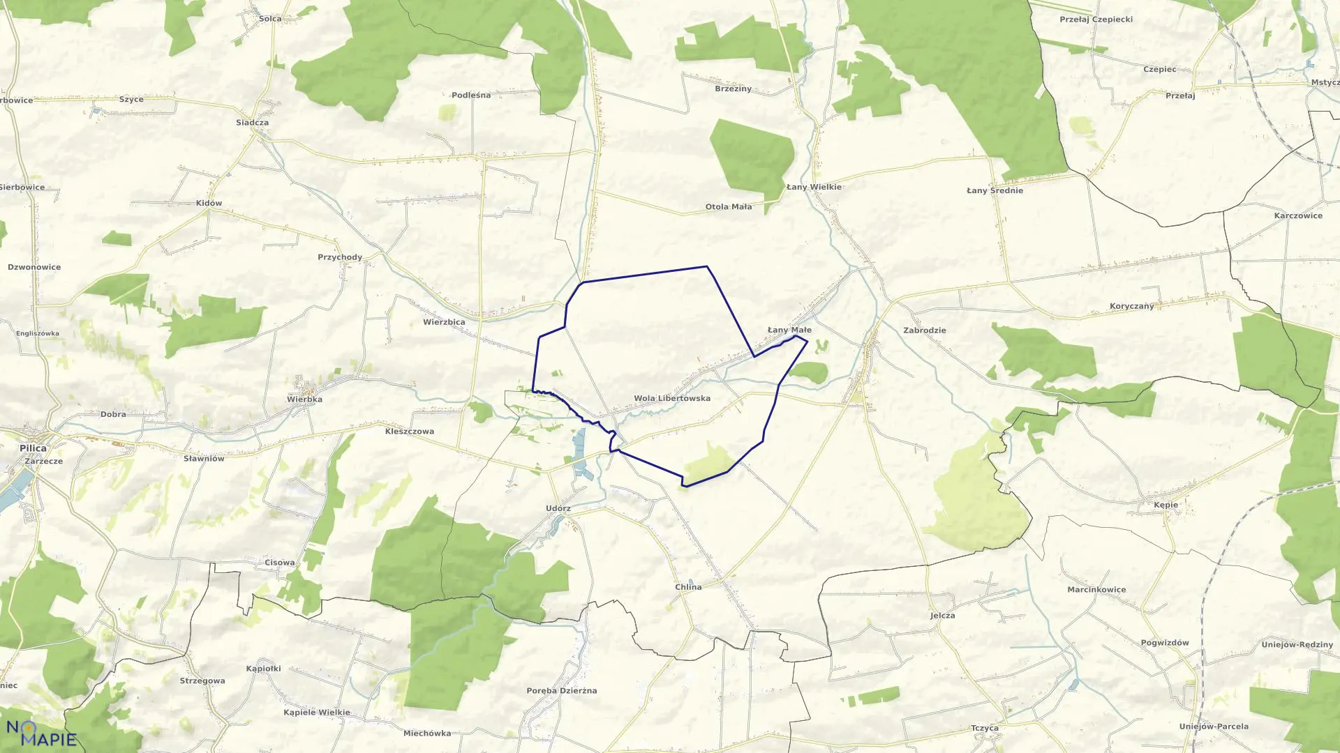 Mapa obrębu WOLA LIBERTOWSKA w gminie Żarnowiec